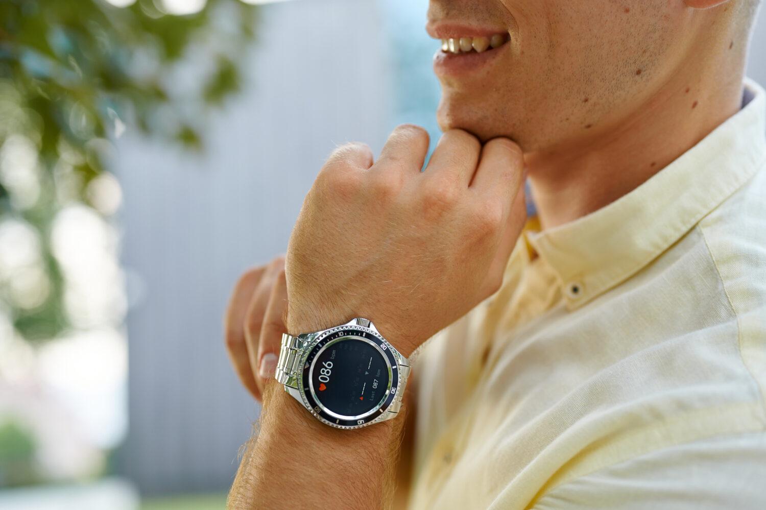 Zegarek męski Smartwatch Garett Men Ocean Rt Srebrno-niebieski, Stalowy