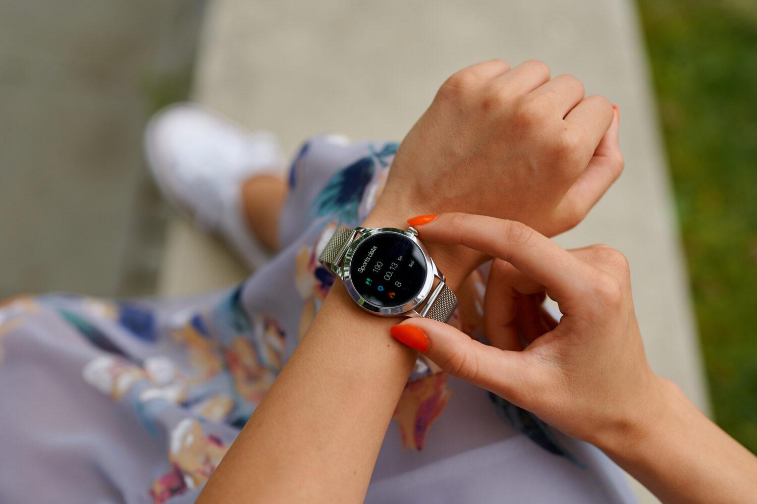 Zegarek damski Smartwatch Garett Lady Naomi Pro Rt Srebrny, Stalowy