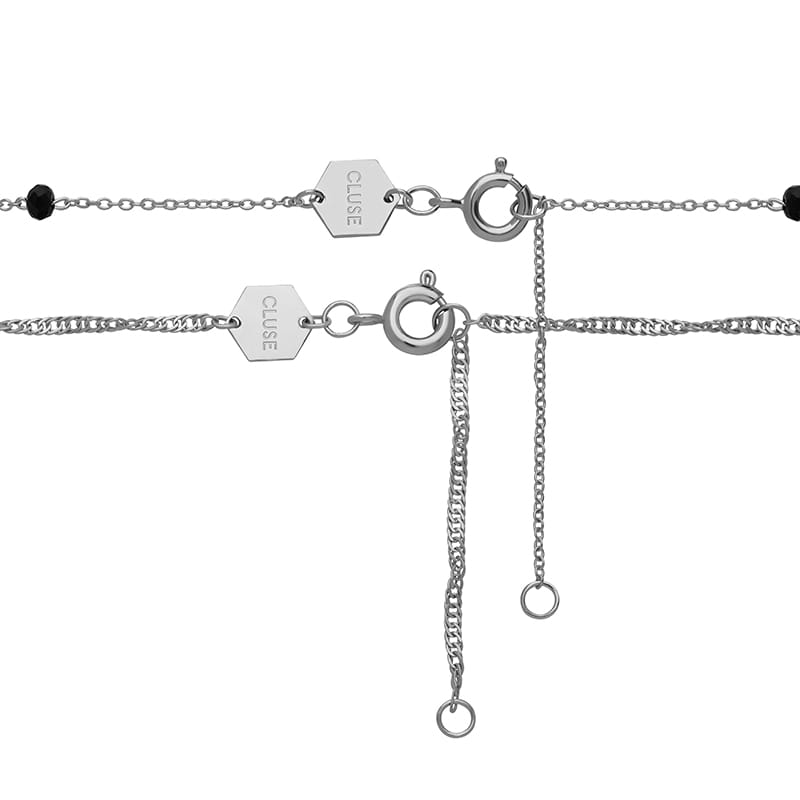 Naszyjnik Cluse Essentielle Silver Double Chain Black Crystals CLJ22007