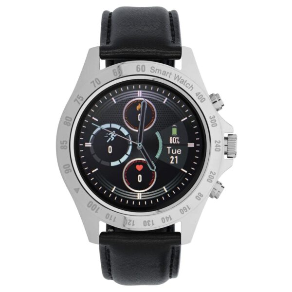 Smartwatch Garett V8 Rt Srebrno-czarny, Skórzany