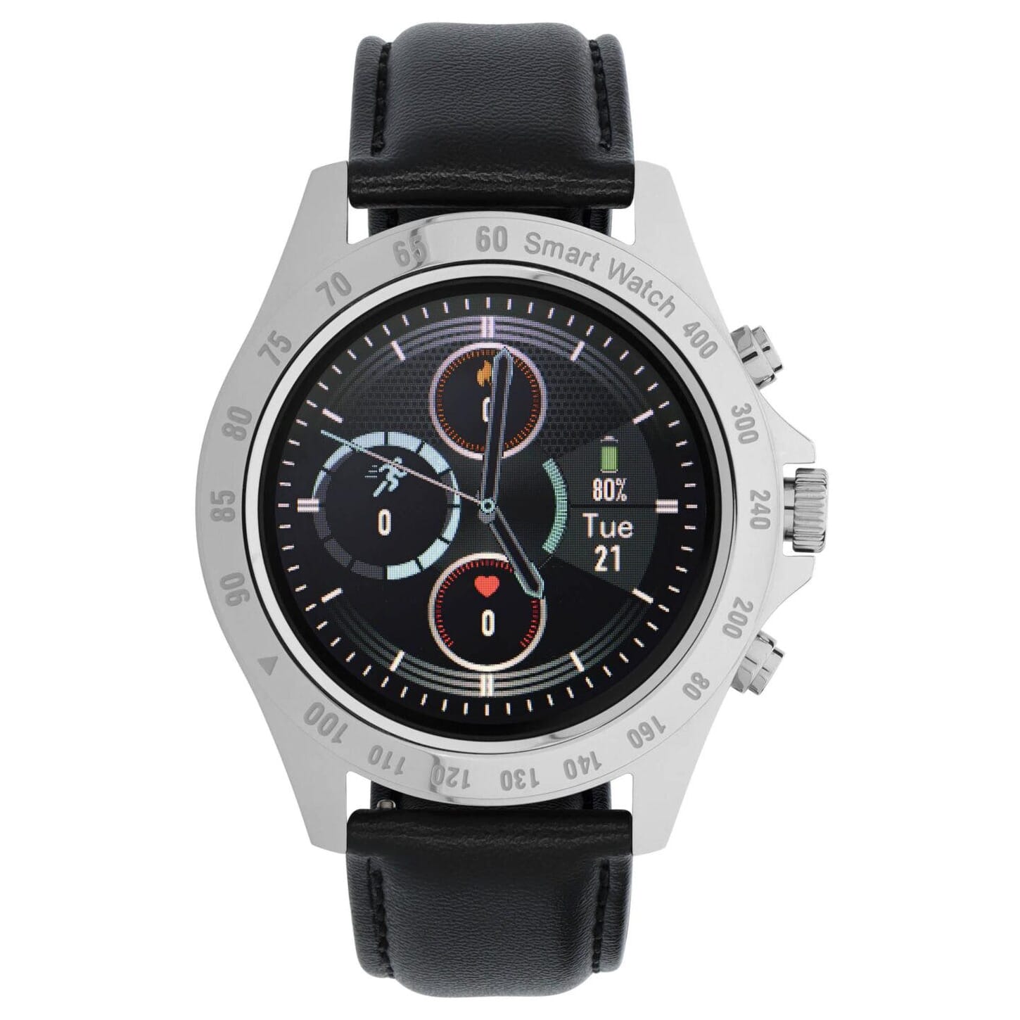 Zegarek męski Smartwatch Garett V8 Rt Srebrno-czarny, Skórzany