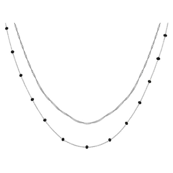 Naszyjnik Cluse Essentielle Silver Double Chain Black Crystals CLJ22007
