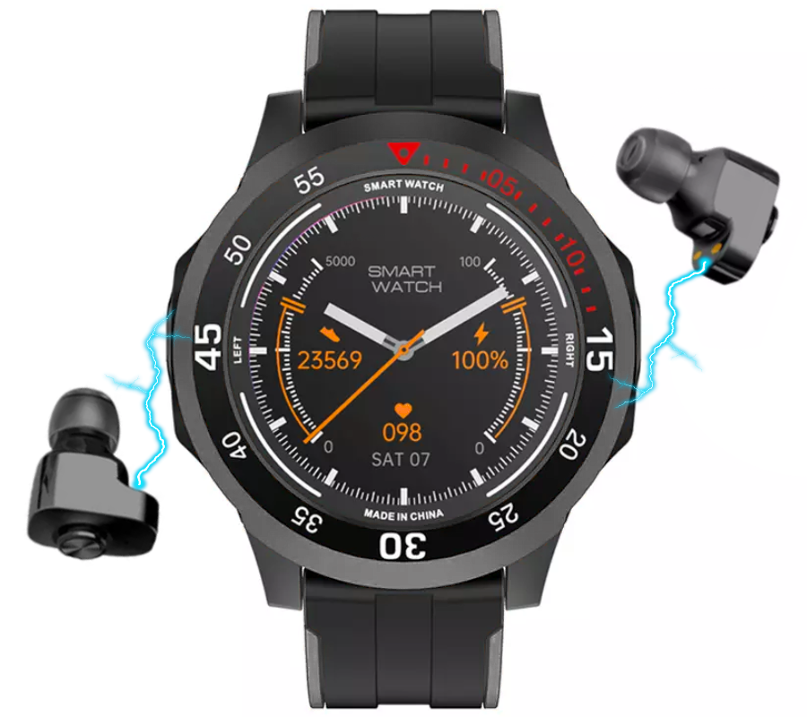 Zegarek męski Smartwatch Rubicon RNCE85 czarny + słuchawki