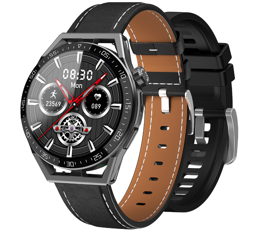 Zegarek męski Smartwatch Rubicon RNCE88 czarny czarny silikon i czarna skóra