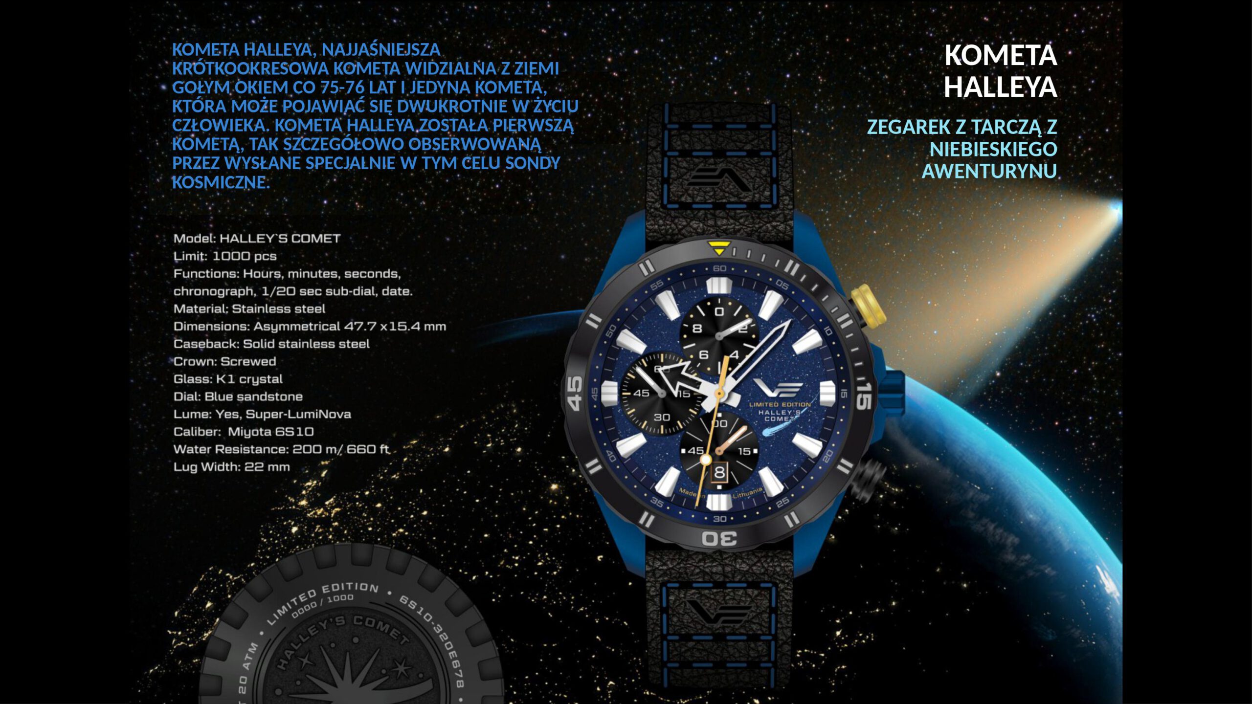 Zegarek męski Vostok Europe  6S10-320E694 Almaz Chrono Halleys Comet Edycja Specjalna