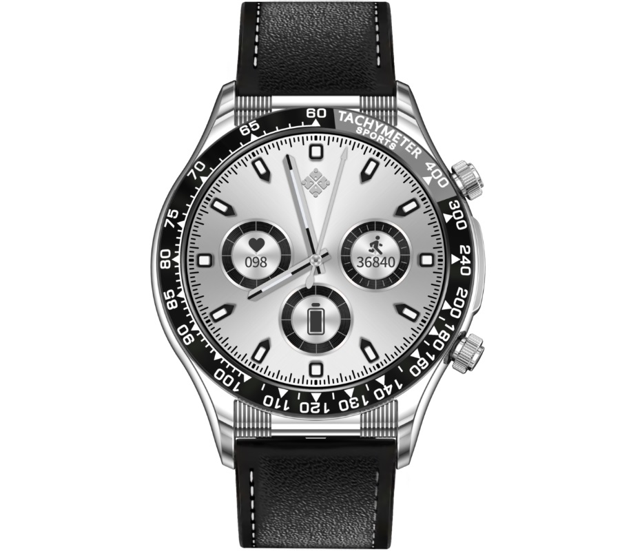 Zegarek męski Smartwatch Rubicon RNCE94 srebrny czarny pasek