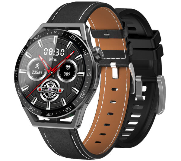 Smartwatch Rubicon RNCE88 czarny na skórzanym pasku + silikonowy pasek