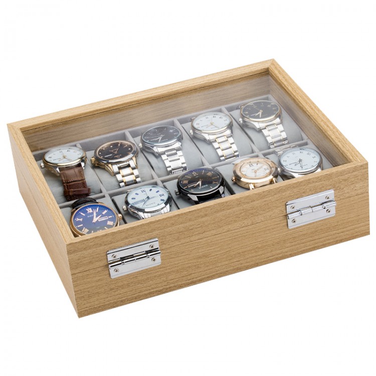 Pudełko na 10 zegarków brązowe drewniane