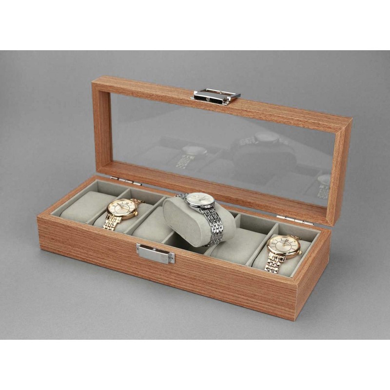 Pudełko na 6 zegarków brązowe drewniane