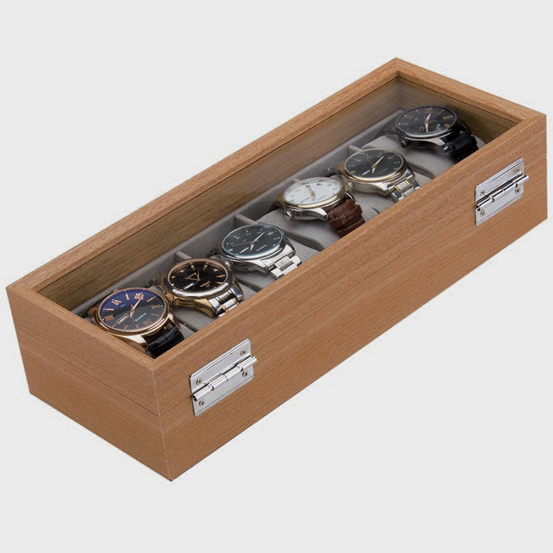 Pudełko na 6 zegarków brązowe drewniane