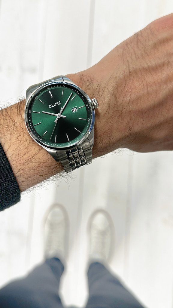 Cluse CW20902 Anthéor Watch Steel Green Silver Colour