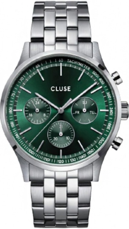 Cluse CW21002 Anthéor Multifunction Watch Steel Green Silver Colour