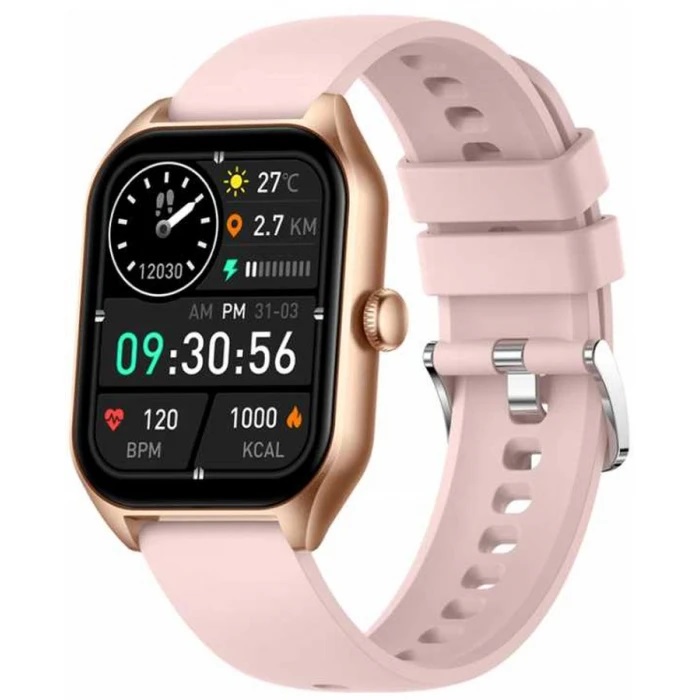 Zegarek damski Smartwatch Rubicon RNCF03 złoty na silikonowym różowym pasku