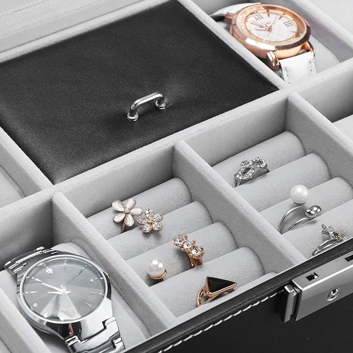 Pudełko do przechowywania zegarków, biżuterii i spinek do mankietów Songmics
