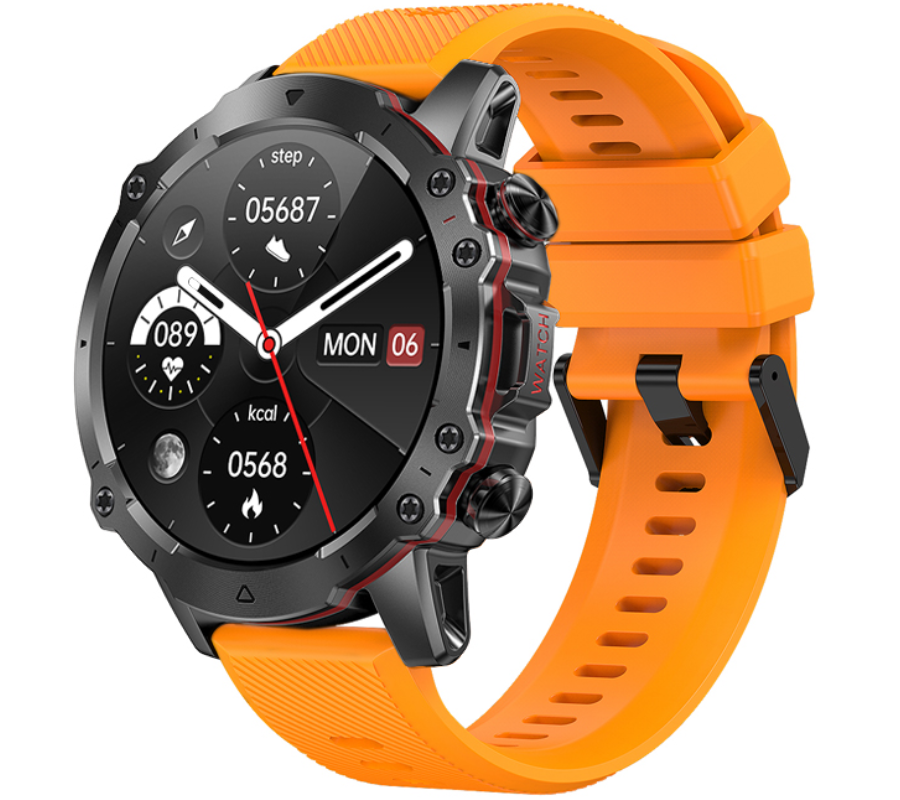 Smartwatch Rubicon RNCF18 czarna bransoleta i pomarańczowy silikon