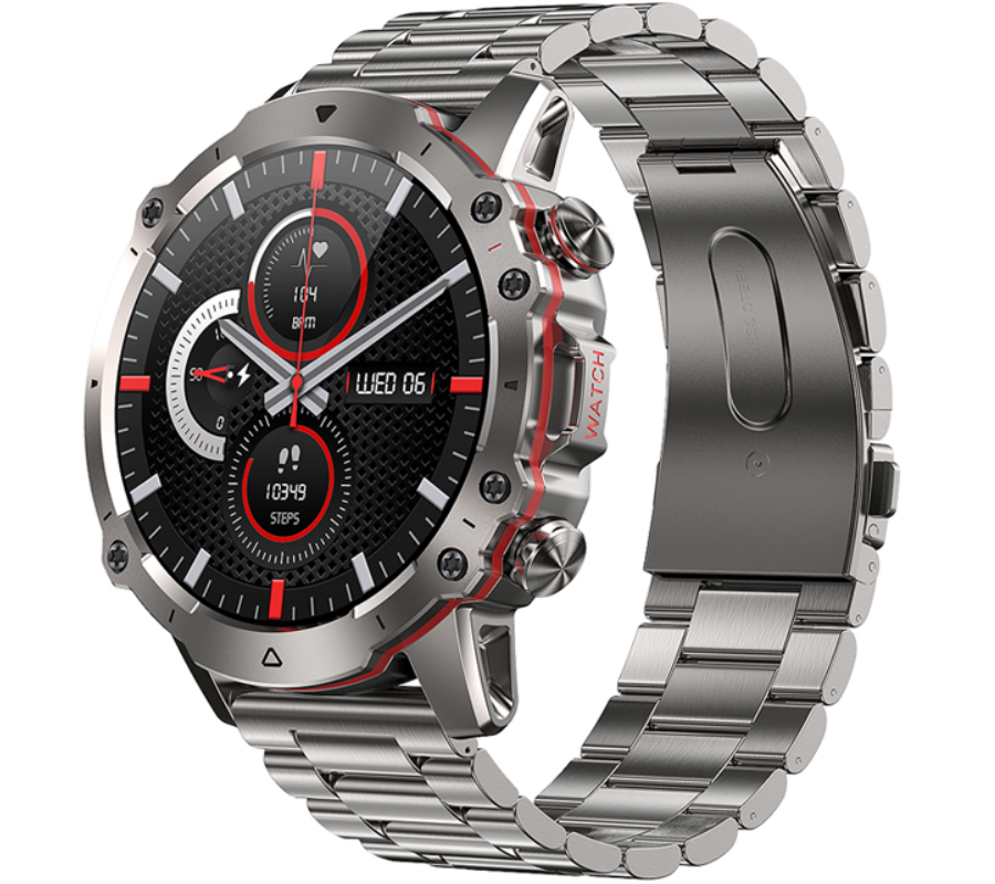 Smartwatch Rubicon RNCF18 srebrna bransoleta i czarny silikon