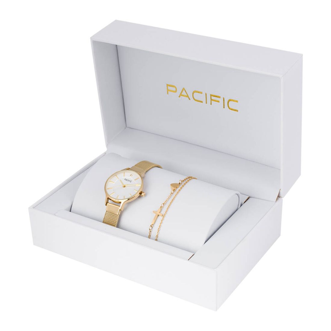 Zestaw prezentowy zegarek i bransoletka Pacific X6133-02B  prezent na komunię dla dziewczynki złoty