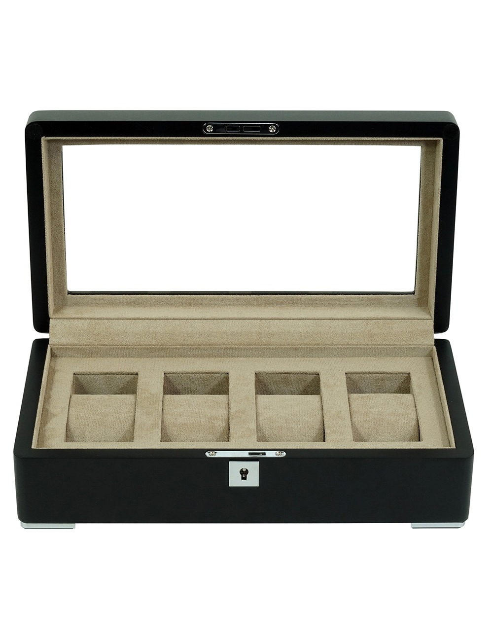 Rothenschild Watch Box blackwith beige velvet RS-3420-4-BL-TAN