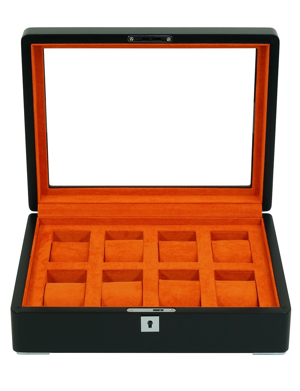 Rothenschild Watch Box blackwith orange velvet RS-3420-8-BL-ORA