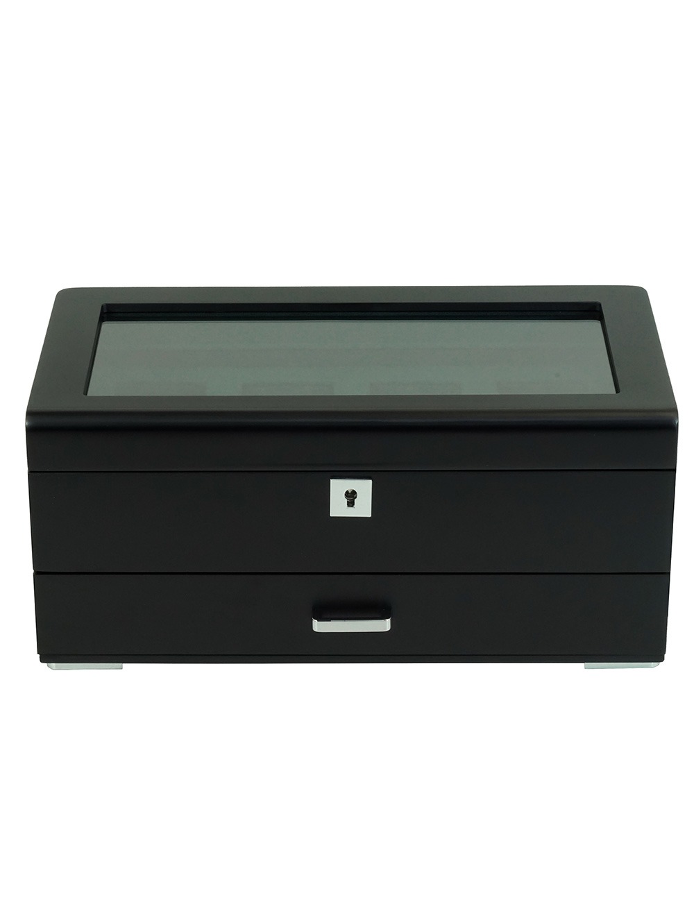 Rothenschild Watch Box blackwith green velvet + Drawer RS-3421-4-BL-GRE